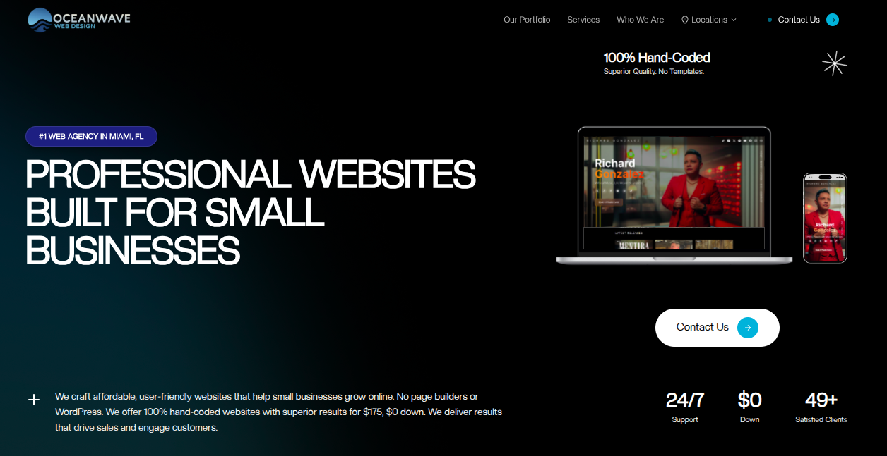 Wave Website Design OceanWave Web — $0 Down Web Design & Managed Website Plans