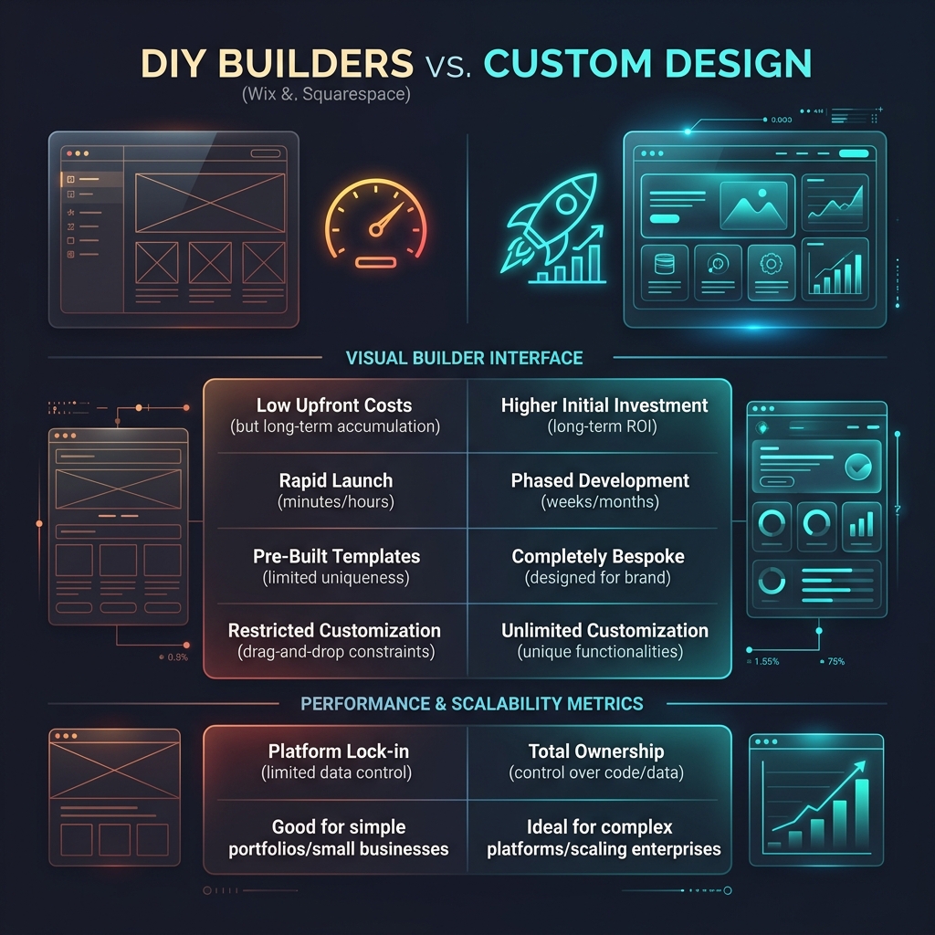 Wix vs Custom Website Design: Hidden Costs, SEO Limitations & Why DIY Builders Hurt Your Business